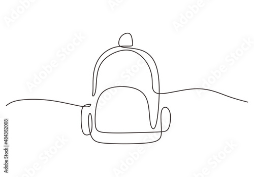 One continuous single line of school bag for children isolated on white background.
