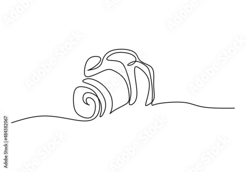 One continuous single line of digital camera for photographer isolated on white background.