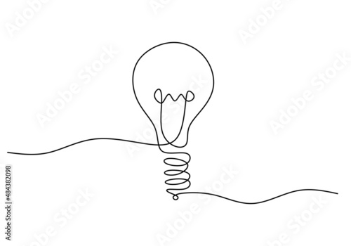 One continuous single line of lamp for idea symbol isolated on white background.
