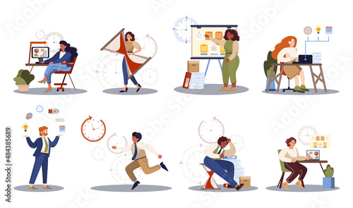 Business people with a clock set. Work effectivity and planning. Productive time © inspiring.team