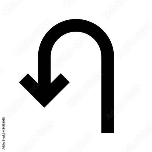 U Turn Left Icon, U Turn Left Vector, U Turn Left Symbol

