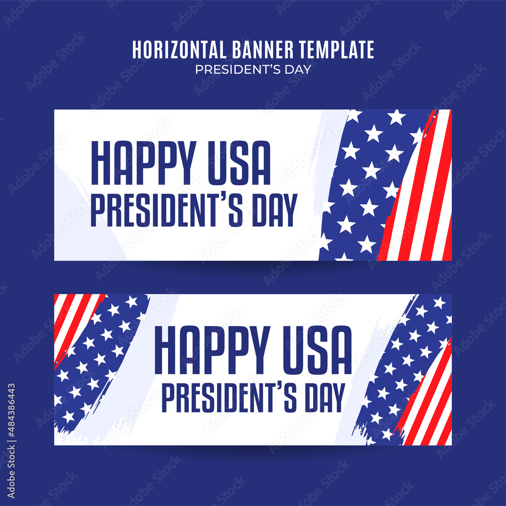 Happy Presidents day in United States. Federal holiday in America. Celebrated in February. Horizontal Poster, banner, space area and background