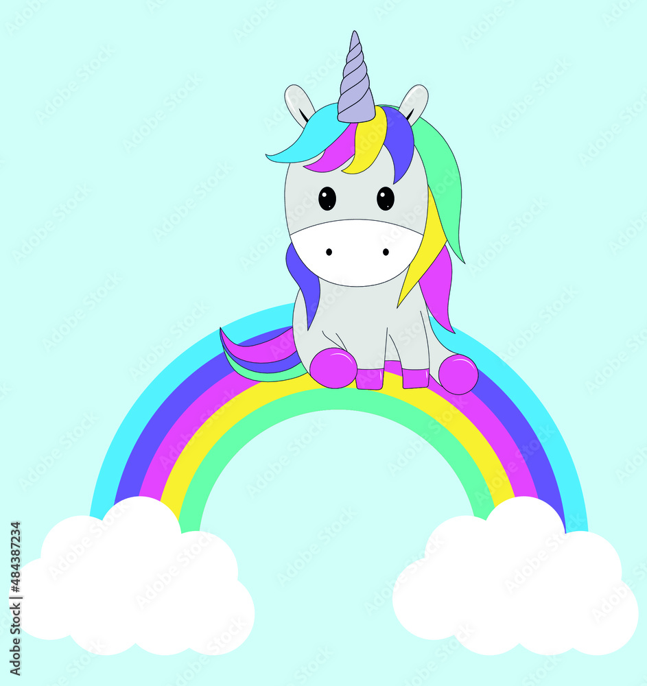 unicorn with rainbow hair. fabulous unicorn sits on a rainbow. vector illustration, eps 10. unicorn with rainbow hair. fabulous unicorn sits on a rainbow. vector illustration, eps 10.