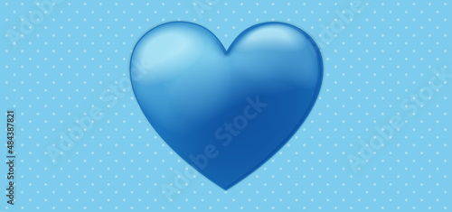 Blue heart with dot pattern background. Vector illustration
