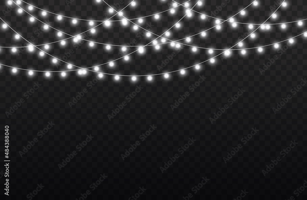 Obraz premium LED neon lights white Christmas garland decoration