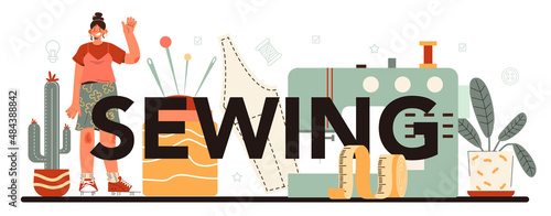 Sewing typographic header. Professional fashion designer making