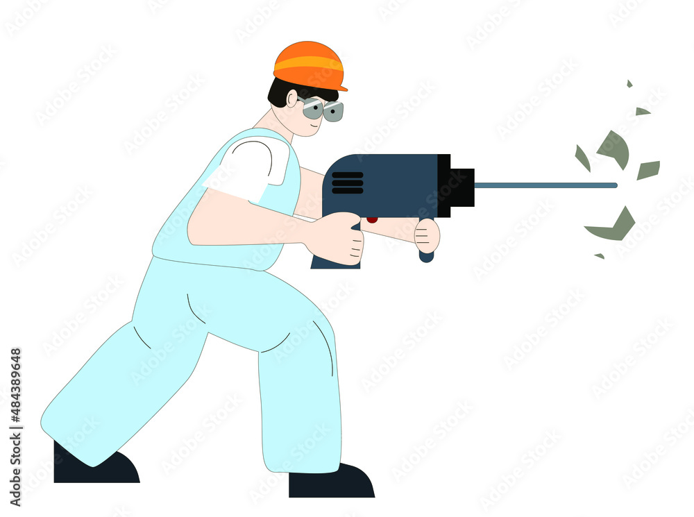 worker with a drill worker with a drill