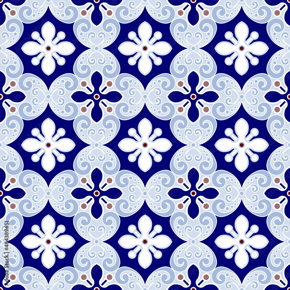 Floral tile pattern vector Floral tile pattern vector