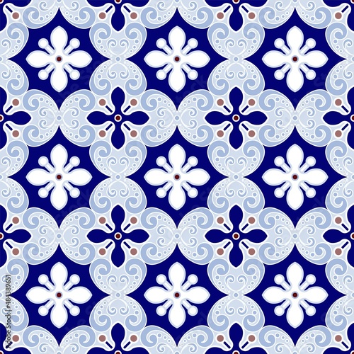 Floral tile pattern vector