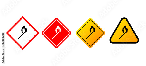 Fire flame match. Abstract flat icon on white background. Vector illustration design