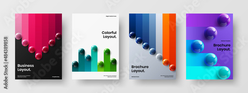 Simple corporate identity vector design concept composition. Trendy realistic balls handbill template bundle.
