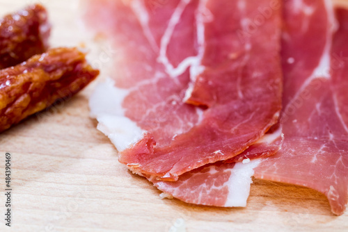 Thin sliced raw ham