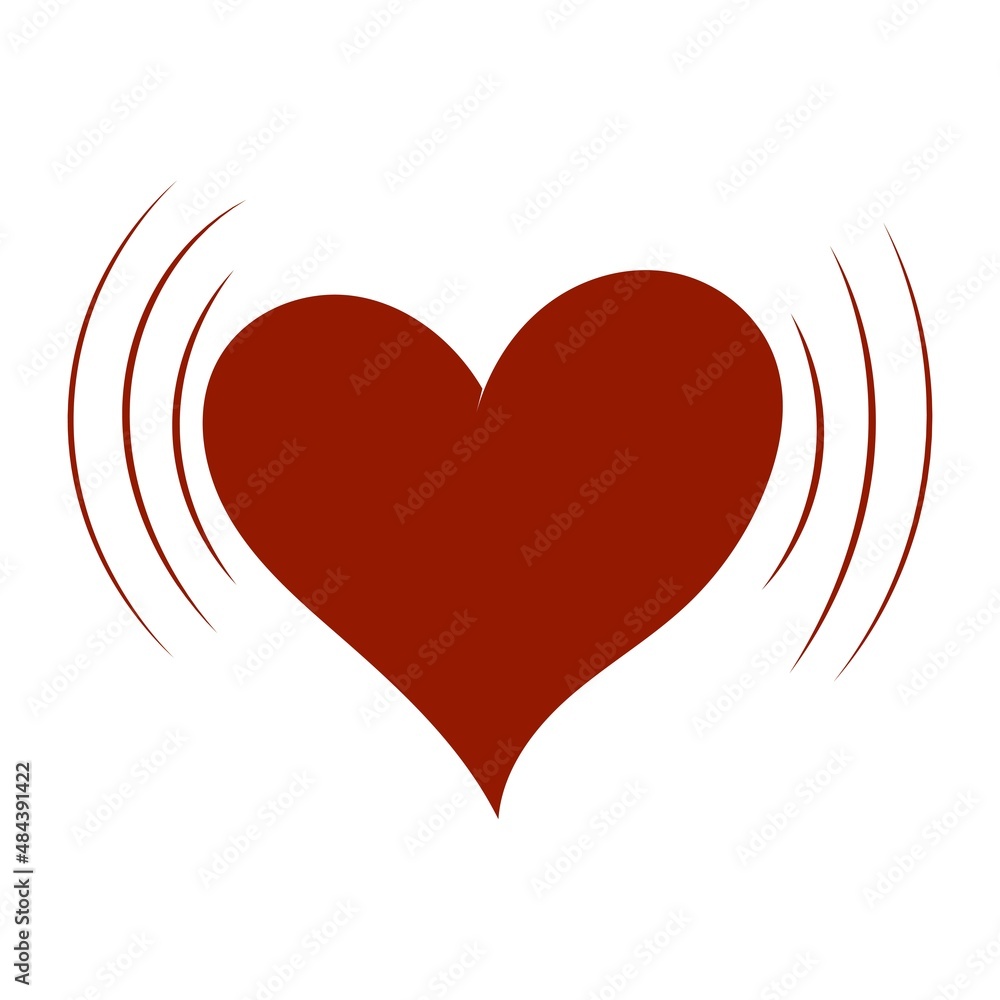 red vibrating heart, design element for valentine's day