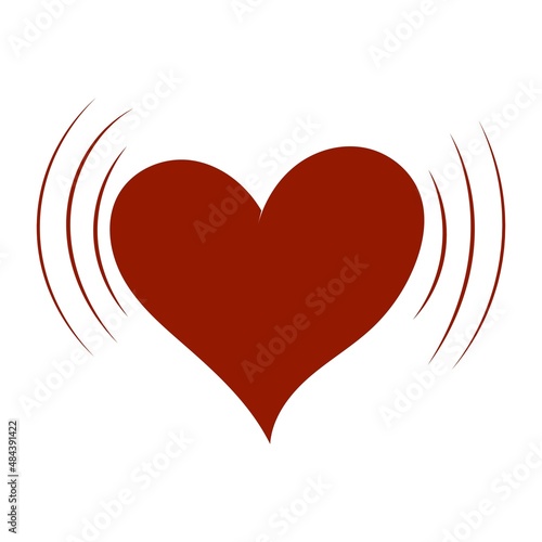 red vibrating heart, design element for valentine's day