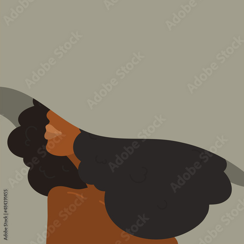 Abstract woman portrait. Afro american black skin girl. Afro woman, American african woman, Black woman, Curly hair, African girls, Beautiful Black Woman, Dark, Africa, Girl face, Curly hair