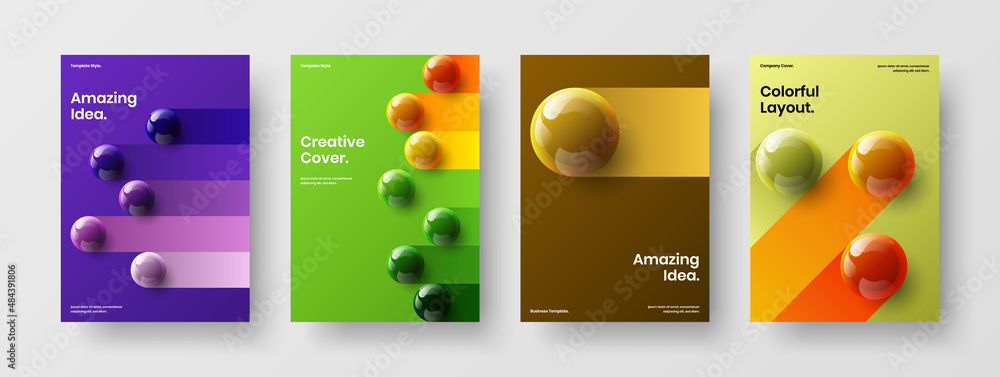 Premium 3D balls pamphlet layout bundle. Creative banner vector design illustration collection.