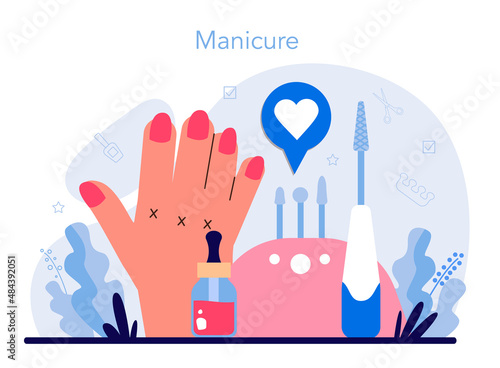 Manicurist service concept. Beauty salon worker. Nail treatment