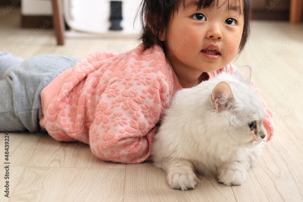 ペットの猫と子供 ペットの猫と子供