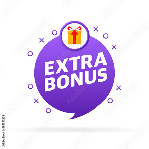 Extra bonus. Realistic banner. Product advertising. Web design. Vector illustration