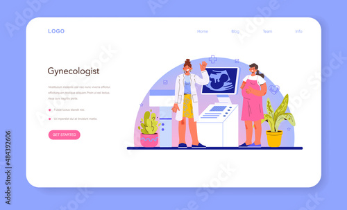 Reproductologist web banner or landing page. Gynecologist doctor