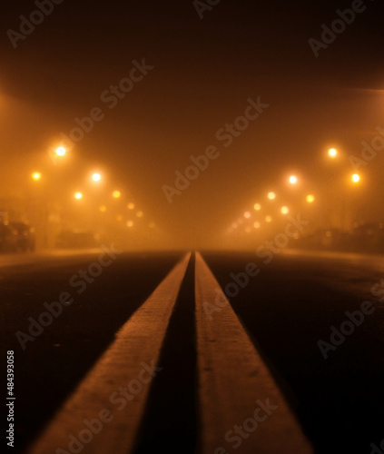 Foggy night in a sleeping city