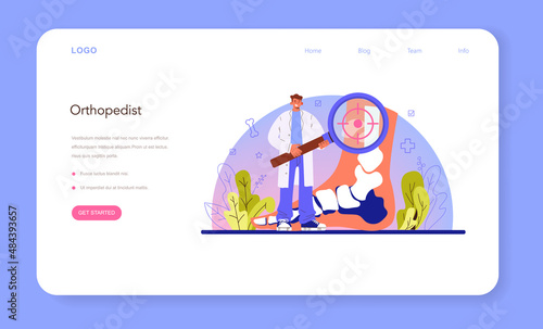 Physiotherapy web banner or landing page. Doctor helping patients