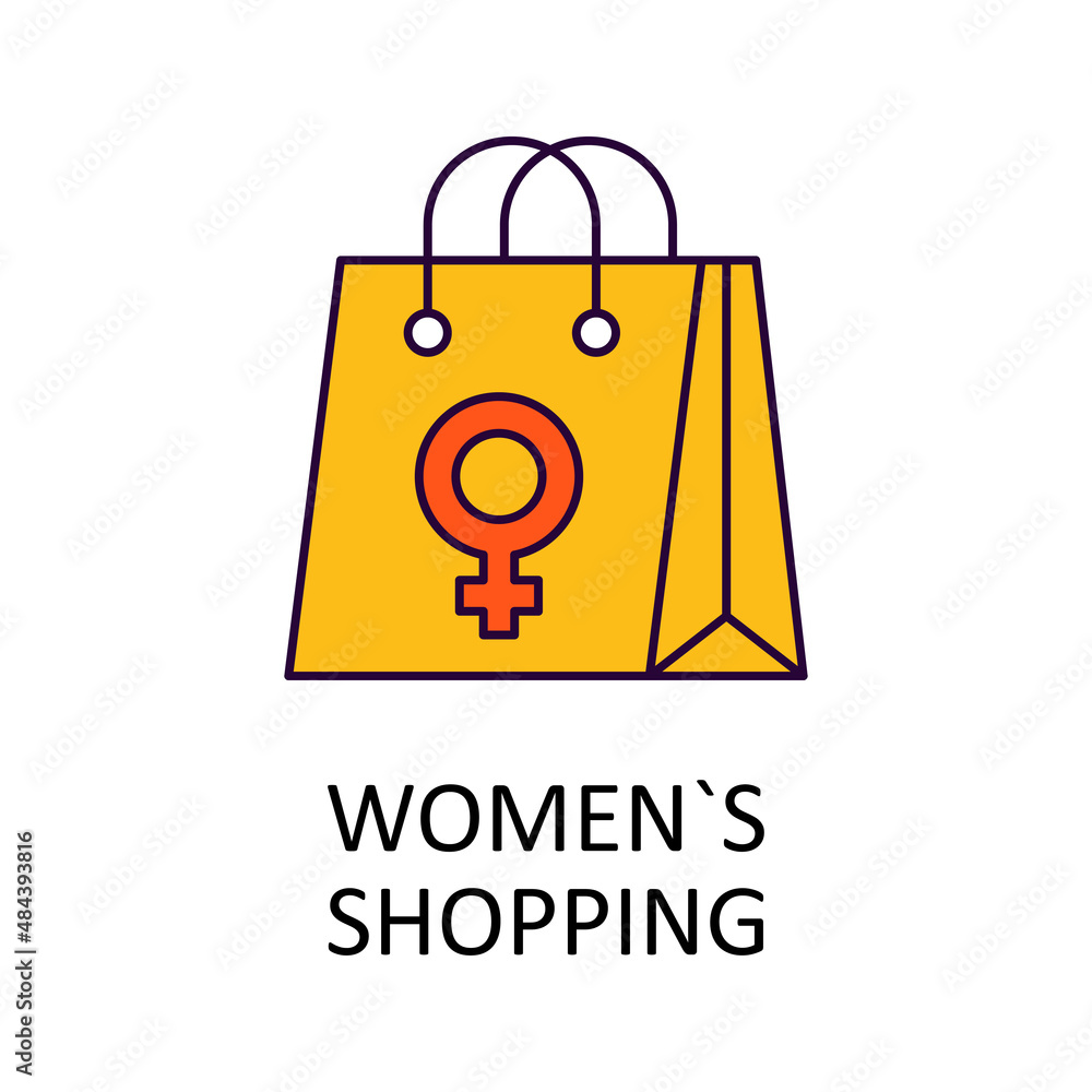 Women`s Shopping vector Filled Outline Icon Design illustration. Home Improvements Symbol on White background EPS 10 File Women`s Shopping vector Filled Outline Icon Design illustration. Home Improvements Symbol on White background EPS 10 File