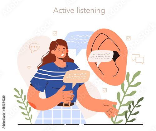 Soft skills concept. Business people or employee with active listening skill