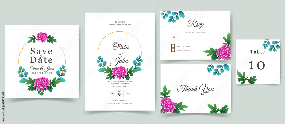 wedding invitation or greeting  card with beautiful flowers design.