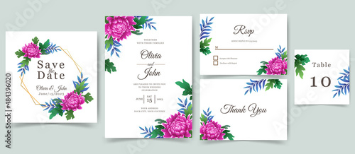 wedding invitation or greeting card with beautiful flowers design.