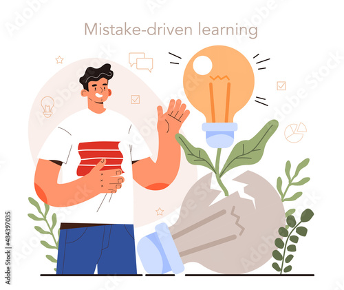 Soft skills concept. Business people or employee with mistake-driven