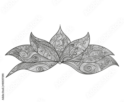 Beautiful ornamental decorative handwritten lotus flower