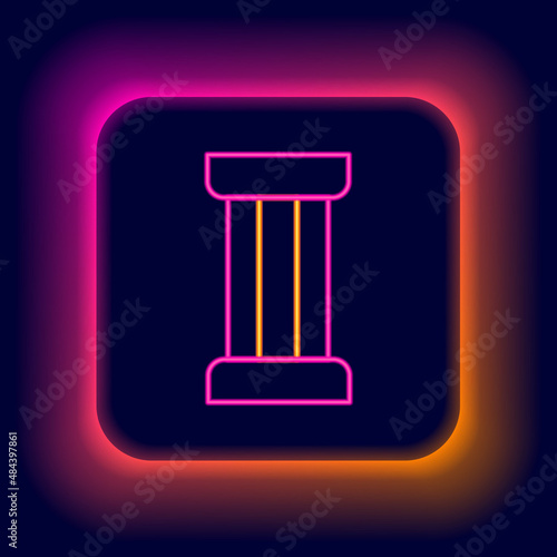 Glowing neon line Ancient column icon isolated on black background. Colorful outline concept. Vector