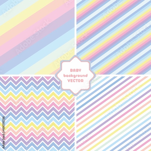 Set of abstract backgrounds with colorful stripes in pastel colors. Background for design, baby wallpaper, wrapping paper, seamless pattern. marshmallow colors