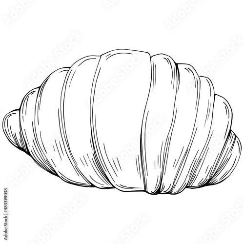 Croissant vector hand drawn illustration in vintage and retro graphic style. The best for design logo, menu, label, icon, stamp.