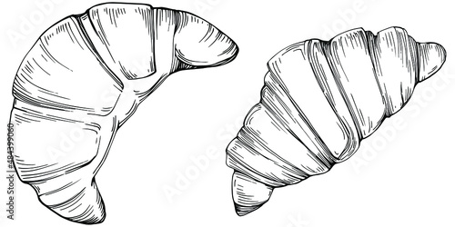 Croissant vector hand drawn illustration in vintage and retro graphic style. The best for design logo, menu, label, icon, stamp.