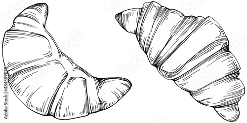 Croissant vector hand drawn illustration in vintage and retro graphic style. The best for design logo, menu, label, icon, stamp.