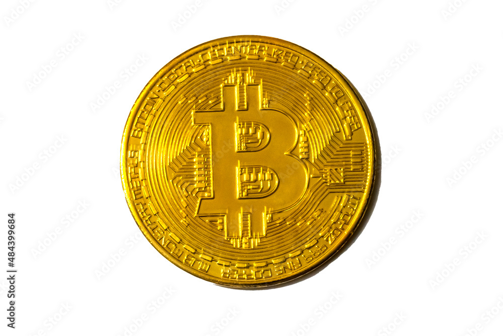 Isolated golden bitcoin coin on white background Isolated golden bitcoin coin on white background