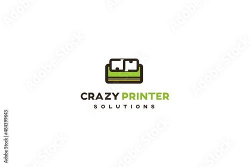 Template logo design for print company, printer store or printer master