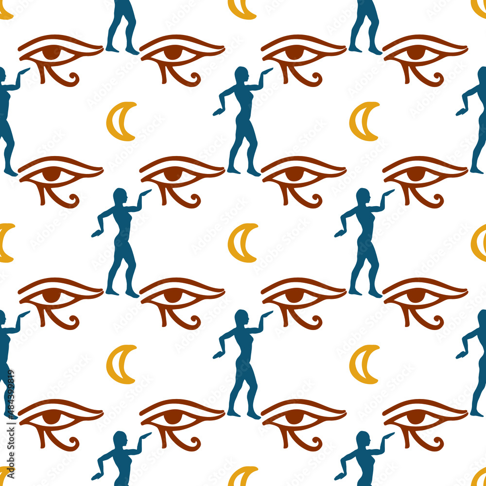 Vector ancient Egyptian icon pattern. Vector seamless pattern on the ...
