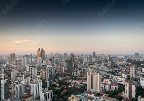 central Phnom Penh city modern urban buildings skyline in Cambodia