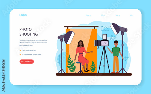 Photography school club or course web banner or landing page