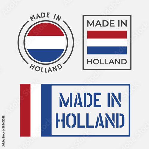 made in Holland icon set, Netherlands product labels