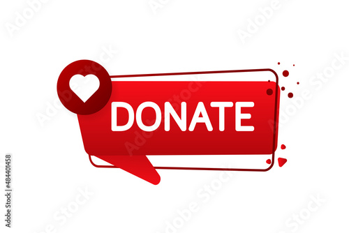 Donate heart in flat style. Vector flat illustration