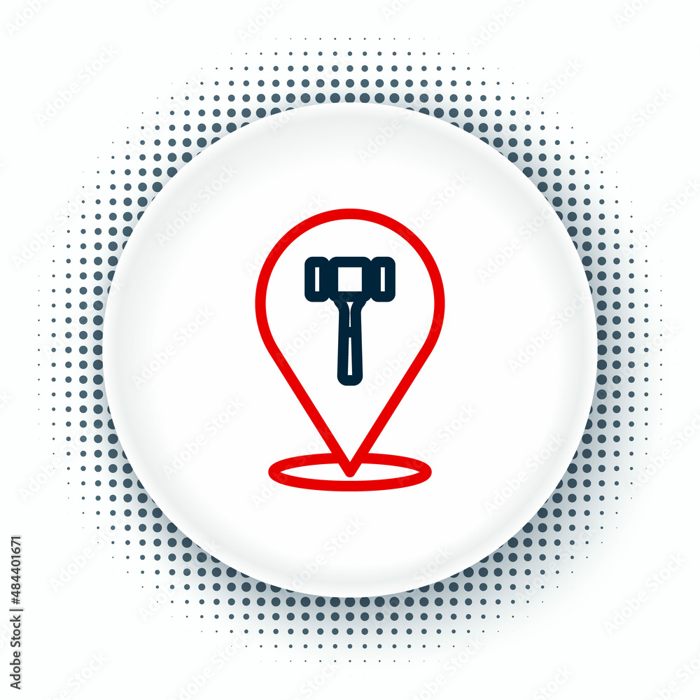 Line Auction hammer icon isolated on white background. Gavel - hammer of judge or auctioneer. Bidding process, deal done. Auction bidding. Colorful outline concept. Vector Line Auction hammer icon isolated on white background. Gavel - hammer of judge or auctioneer. Bidding process, deal done. Auction bidding. Colorful outline concept. Vector
