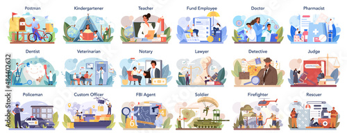 Budget profession set. Government and social profession. Education, healthcare,