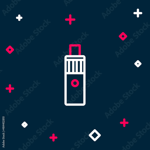 Line Vape mod device icon isolated on blue background. Vape smoking tool. Vaporizer Device. Colorful outline concept. Vector