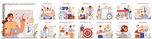Soft skills concept. Business people or employee with self management
