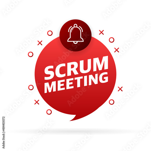 Flat icon with scrum meeting. Project development illustration. Vector icon