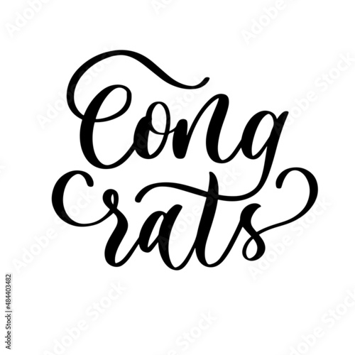Congrats lettering sign inscription. Calligraphy design for postcard, poster graphic, party decor cake.